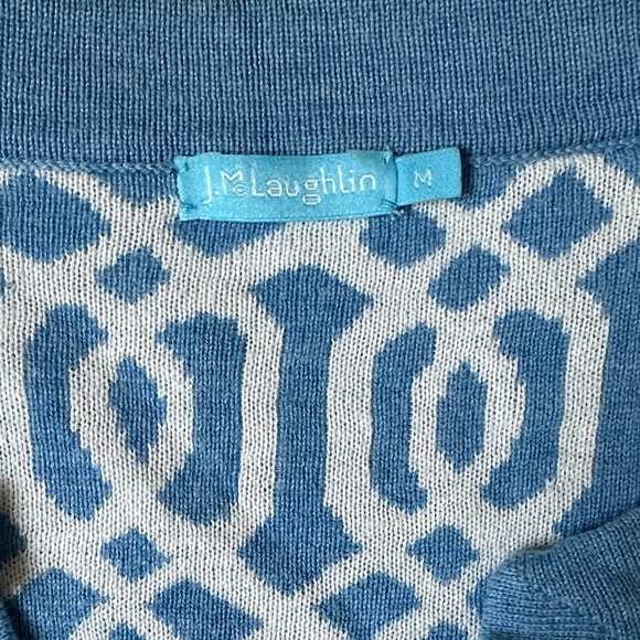 J. McLaughlin Blue and White Geometric Tunic - Picture 2 of 4